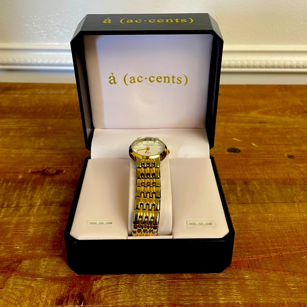 NWT in box Accents Ladies Two Tone Bracelet Watch